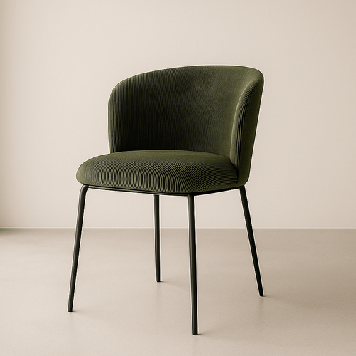 Lot De 2 Chaises En Velours Côtelé Vert Kaki - Toma