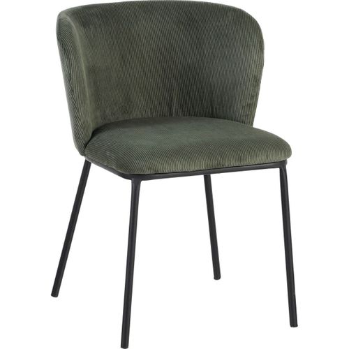 Lot De 2 Chaises En Velours Côtelé Vert Kaki - Toma