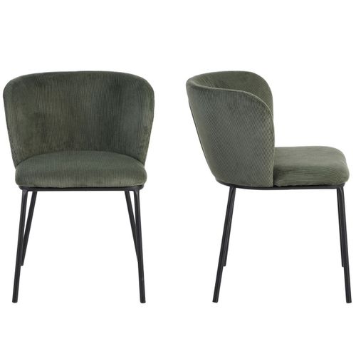 Lot De 2 Chaises En Velours Côtelé Vert Kaki - Toma