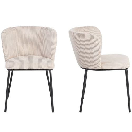 Lot De 2 Chaises En Velours Côtelé Beige - Toma