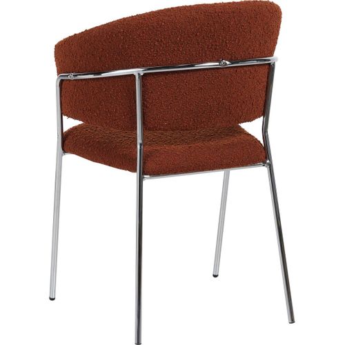 Lot De 2 Chaises En Tissu Bouclé Rouille Et Piètement Chromé - Isya