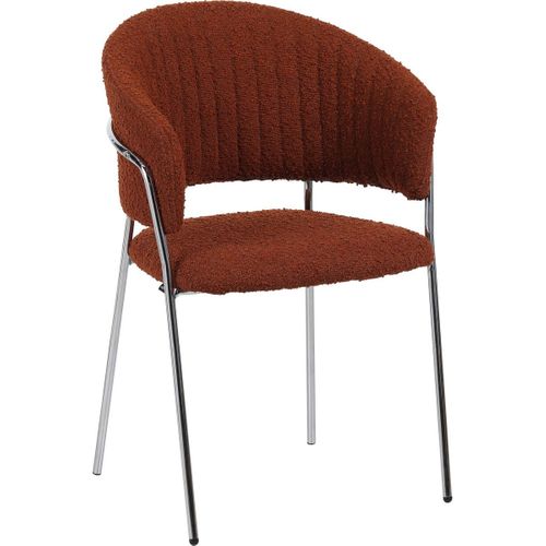 Lot De 2 Chaises En Tissu Bouclé Rouille Et Piètement Chromé - Isya