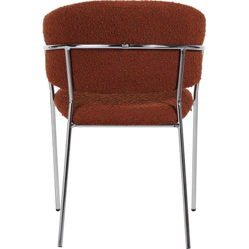 Lot De 2 Chaises En Tissu Bouclé Rouille Et Piètement Chromé - Isya