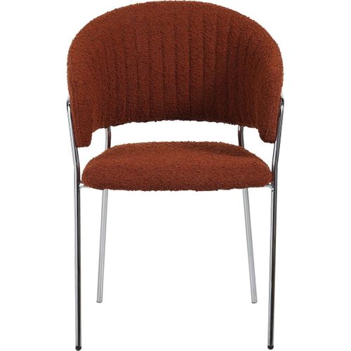 Lot De 2 Chaises En Tissu Bouclé Rouille Et Piètement Chromé - Isya