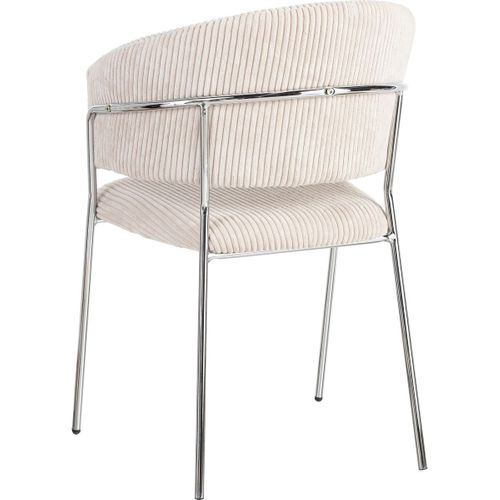 Lot De 2 Chaises En Velours Côtelé Beige Et Piètement Chromé - Isya
