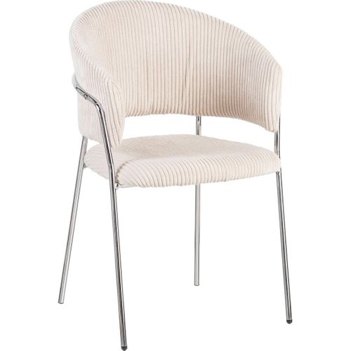 Lot De 2 Chaises En Velours Côtelé Beige Et Piètement Chromé - Isya