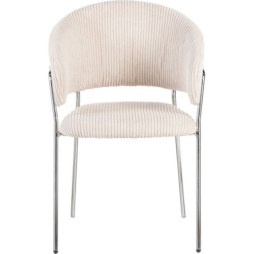 Lot De 2 Chaises En Velours Côtelé Beige Et Piètement Chromé - Isya