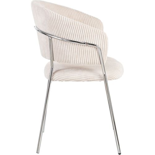 Lot De 2 Chaises En Velours Côtelé Beige Et Piètement Chromé - Isya