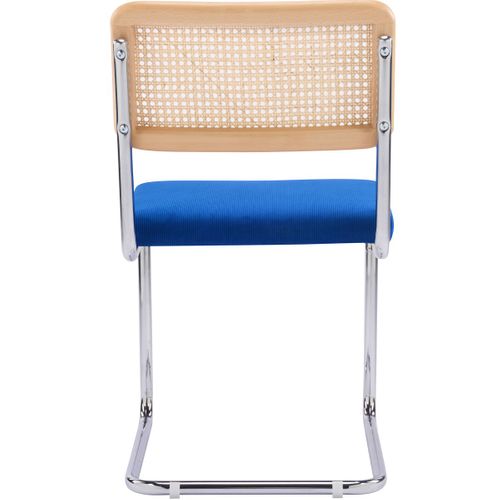 Lot De 2 Chaises En Cannage, Velours Côtelé Bleu Électrique Et Métal Chromé - Muse