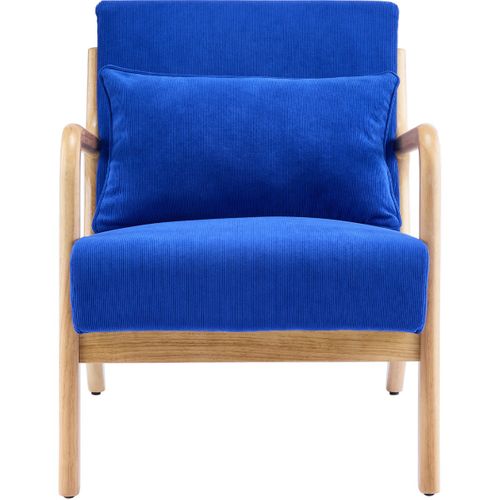 Fauteuil En Bois Et Velours Côtelé Bleu Électrique - Lanna