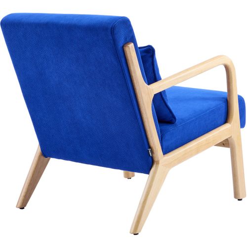 Fauteuil En Bois Et Velours Côtelé Bleu Électrique - Lanna
