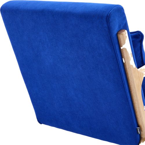 Fauteuil En Bois Et Velours Côtelé Bleu Électrique - Lanna