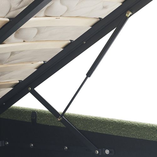 Lit Coffre Adulte 160x200 Cm Avec Tête De Lit Capitonnée En Tissu Bouclé Vert Kaki - Ava