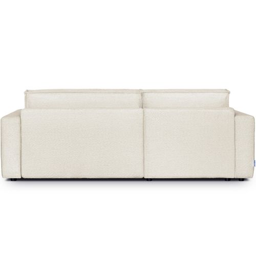 Canapé D'angle à Gauche Convertible 3 Places En Tissu Bouclé Beige - Asti