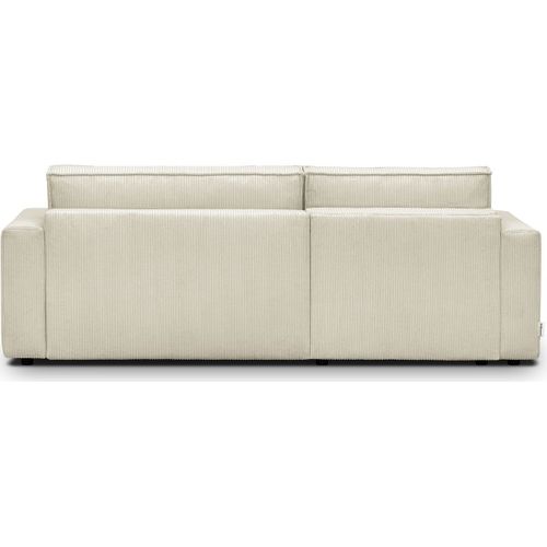 Canapé D'angle à Gauche Convertible 3 Places En Velours Côtelé Beige - Asti