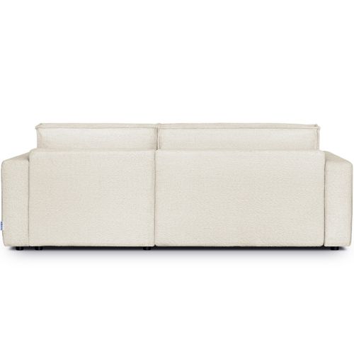 Canapé D'angle à Droite Convertible 3 Places En Tissu Bouclé Beige - Asti