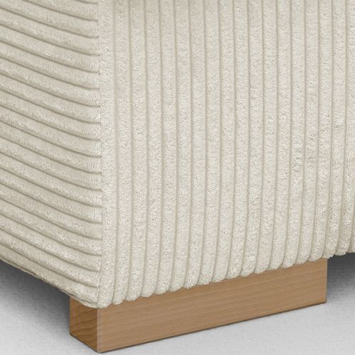 Canapé D'angle à Gauche Convertible 3/4 Places En Velours Côtelé Beige - Nyssa