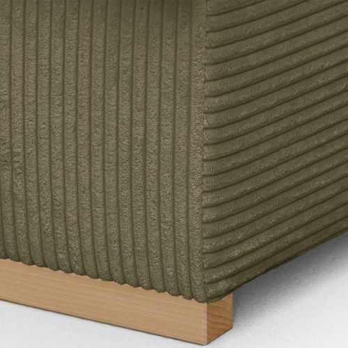 Canapé D'angle à Droite Convertible 3/4 Places En Velours Côtelé Vert Kaki - Nyssa