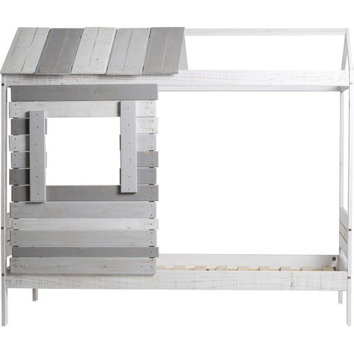 Lit Cabane Enfant Rustique 90x190 Cm En Bois Clair/gris - Sue