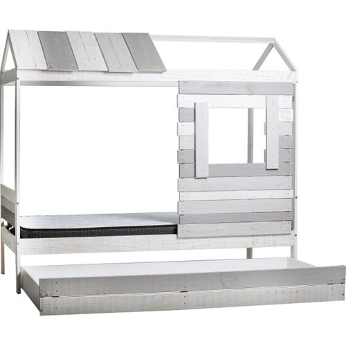 Lit Cabane Enfant Rustique 90x190 Cm En Bois Clair/gris - Sue