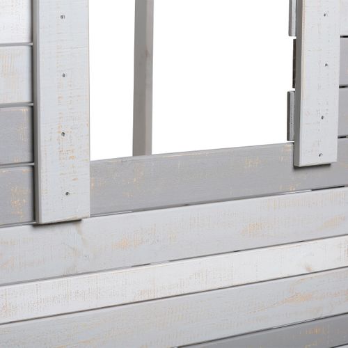 Lit Cabane Enfant Rustique 90x190 Cm En Bois Clair/gris - Sue