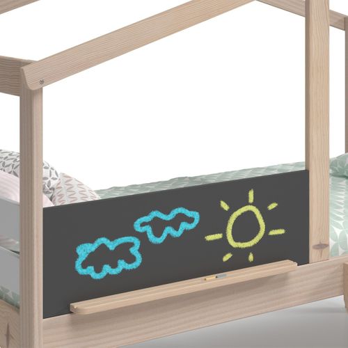 Lit Cabane Enfant Avec Toboggan 90x190 Cm En Bois Clair/blanc - Jules