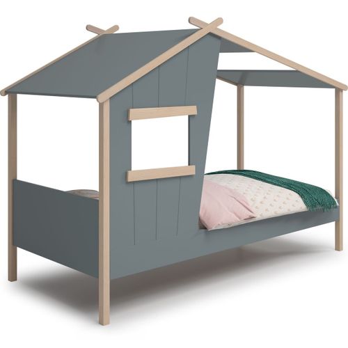 Lit Cabane Enfant 90x190 Cm En Bois Vert Kaki - Artus
