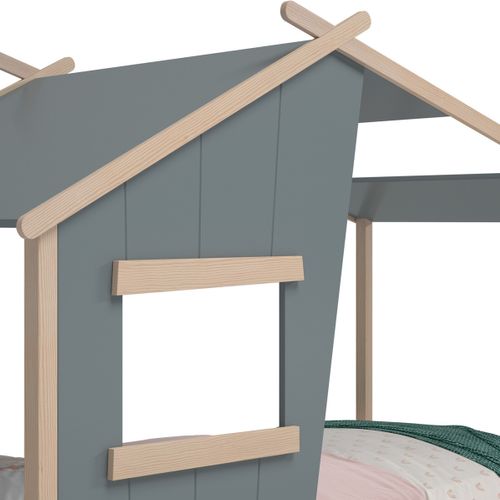 Lit Cabane Enfant 90x190 Cm En Bois Vert Kaki - Artus