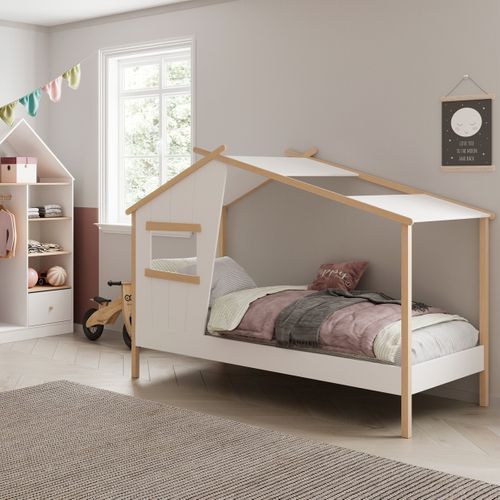 Lit Cabane Enfant 90x190 Cm En Bois Blanc - Artus