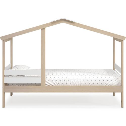 Lit Cabane Enfant 90x190 Cm En Bois Clair/blanc - Violette
