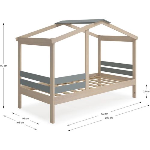 Lit Cabane Enfant 90x190 Cm En Bois Clair/vert Kaki - Violette