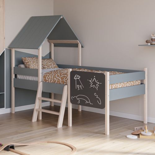Lit Cabane Enfant 90x190 Cm En Bois Vert Kaki - Orea
