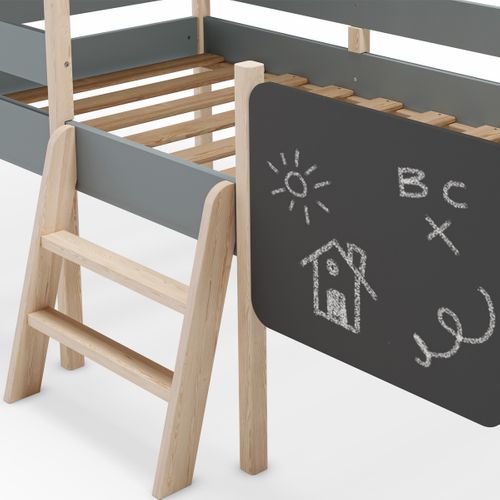 Lit Cabane Enfant 90x190 Cm En Bois Vert Kaki - Orea