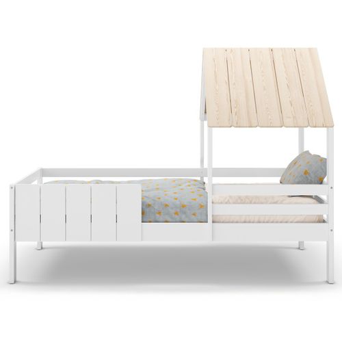 Lit Cabane Enfant 90x190 Cm En Bois Blanc - Eloan