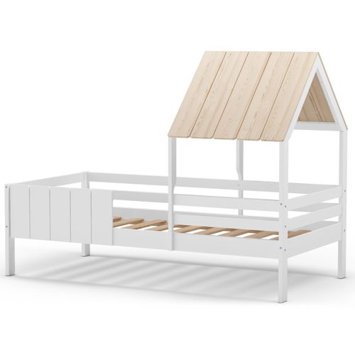 Lit Cabane Enfant 90x190 Cm En Bois Blanc - Eloan