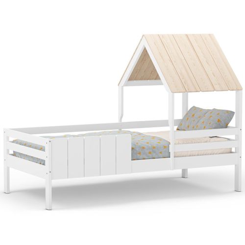 Lit Cabane Enfant 90x190 Cm En Bois Blanc - Eloan