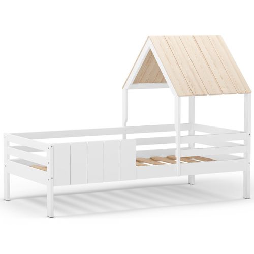 Lit Cabane Enfant 90x190 Cm En Bois Blanc - Eloan