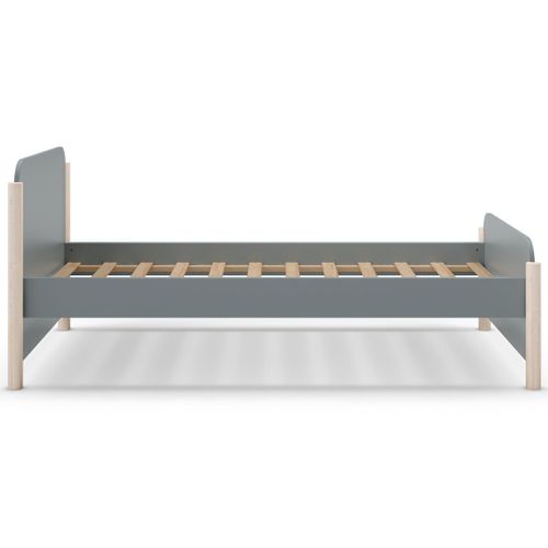 Lit Enfant 90x190 Cm Avec Tête De Lit En Bois Vert Kaki - Bastien