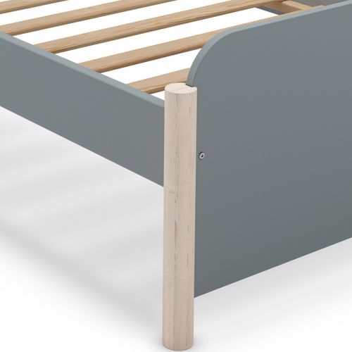 Lit Enfant 90x190 Cm Avec Tête De Lit En Bois Vert Kaki - Bastien