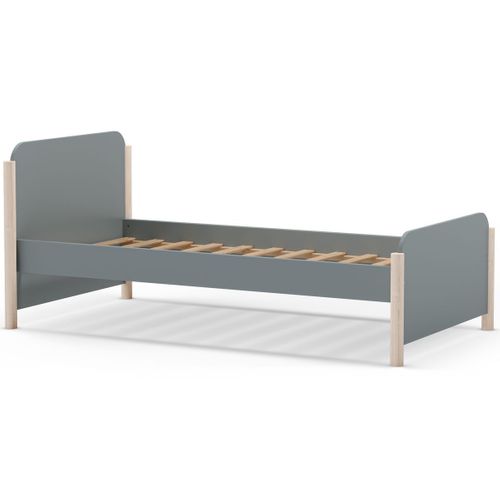 Lit Enfant 90x190 Cm Avec Tête De Lit En Bois Vert Kaki - Bastien