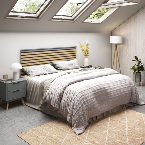 Tête De Lit Adulte En Lattes De Bois Clair / Vert Kaki 160 Cm - Lucy