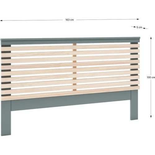 Tête De Lit Adulte En Lattes De Bois Clair / Vert Kaki 160 Cm - Lucy