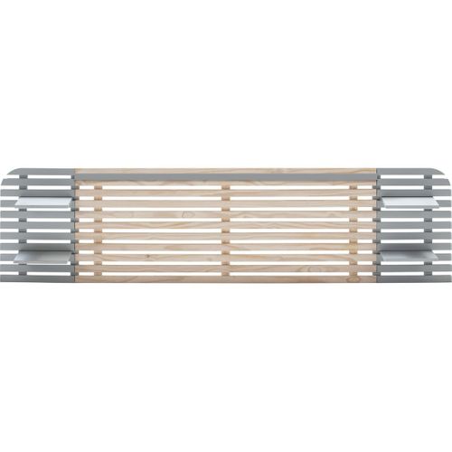 Tête De Lit Adulte En Lattes De Bois Blanchi / Gris 240 Cm Avec Chevets Intégrés - Scala
