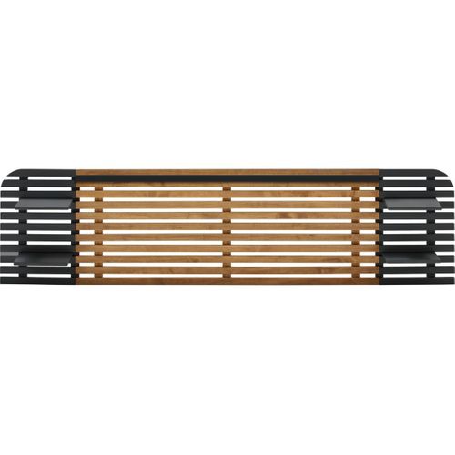 Tête De Lit Adulte En Lattes De Bois Clair / Noir Avec Chevets Intégrés 240 Cm - Scala