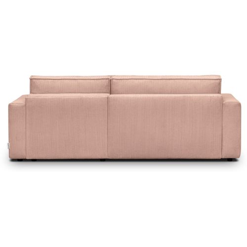 Canapé D'angle à Droite Convertible 3 Places En Velours Côtelé Rose Pâle - Asti