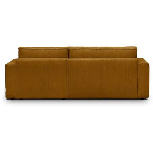 Canapé D'angle à Droite Convertible 3 Places En Velours Côtelé Jaune Moutarde - Asti