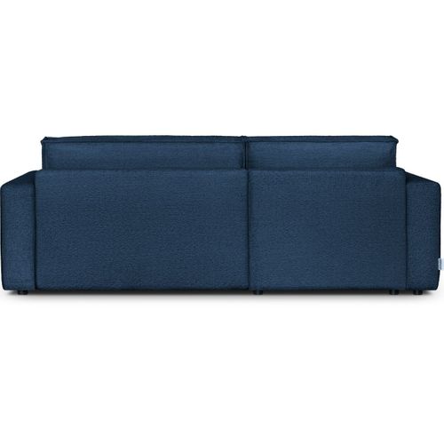 Canapé D'angle à Gauche Convertible 3 Places En Tissu Bouclé Bleu Foncé - Asti