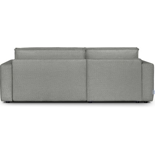 Canapé D'angle à Gauche Convertible 3 Places En Tissu Bouclé Gris Clair - Asti