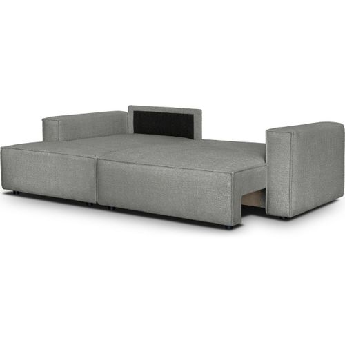 Canapé D'angle à Gauche Convertible 3 Places En Tissu Bouclé Gris Clair - Asti