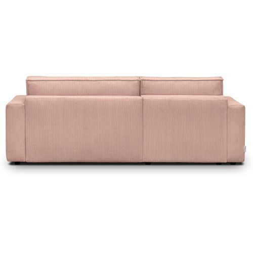 Canapé D'angle à Gauche Convertible 3 Places En Velours Côtelé Rose Pâle - Asti